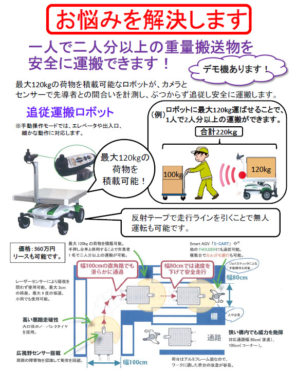 一人で二人分以上の重量運搬物を安全に運搬できます！ - クジラより