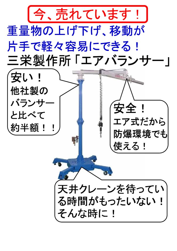 重量物の上げ下げ、移動が片手で軽々容易にできる！