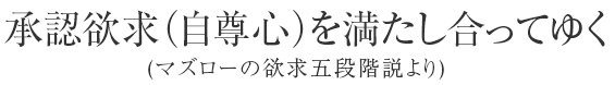 承認欲求（自尊心）を満たし合ってゆく(マズローの欲求五段階説、5S）